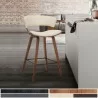 Armen Living Jagger Modern 26" Wood and Cream Faux Leather Counter Height Barstool - Armen Living Jagger Modern 26" Wood and Cream Faux Leather Counter Height Barstool