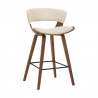 Armen Living Jagger Modern 26" Wood and Cream Faux Leather Counter Height BarstoolSide