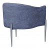 Armen Living Jolie Contemporary Accent Chair in Polished Stainless Steel Finish and Blue Fabric - Back Angle