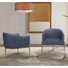 Armen Living Jolie Contemporary Accent Chair in Polished Stainless Steel Finish and Blue Fabric - Lifestyle
