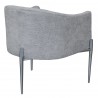 Armen Living Jolie Contemporary Accent Chair in Polished Stainless Steel Finish and Silver Fabric - Back Angle