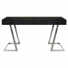 Armen Living Juniper Contemporary Desk with Polished Stainless Steel Finish and Black Top - Front