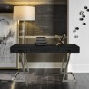 Armen Living Juniper Contemporary Desk with Polished Stainless Steel Finish and Black Top - Lifestyle