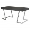 Armen Living Juniper Contemporary Desk with Polished Stainless Steel Finish and Grey Top - Angled
