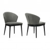 Armen Living Juno Charcoal Fabric and Black Wood Dining Side Chairs - Set of 2