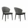 Armen Living Juno Charcoal Fabric and Black Wood Dining Side Chairs - Set of 2 - Armen Living Juno Charcoal Fabric and Black Wood Dining Side Chairs - Set of 2