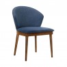 Armen Living Juno Blue Fabric and Walnut Wood Dining Side Chairs - Side