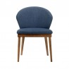Armen Living Juno Blue Fabric and Walnut Wood Dining Side Chairs - Front