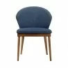 Armen Living Juno Blue Fabric and Walnut Wood Dining Side Chairs - Front - Armen Living Juno Blue Fabric and Walnut Wood Dining Side Chairs - Front