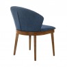 Armen Living Juno Blue Fabric and Walnut Wood Dining Side Chairs - Back