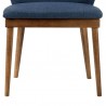 Armen Living Juno Blue Fabric and Walnut Wood Dining Side Chairs - Seating View