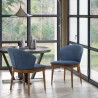 Armen Living Juno Blue Fabric and Walnut Wood Dining Side Chairs