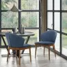 Armen Living Juno Blue Fabric and Walnut Wood Dining Side Chairs - Armen Living Juno Blue Fabric and Walnut Wood Dining Side Chairs