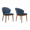 Armen Living Juno Blue Fabric and Walnut Wood Dining Side Chairs - Set