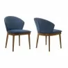 Armen Living Juno Blue Fabric and Walnut Wood Dining Side Chairs - Set - Armen Living Juno Blue Fabric and Walnut Wood Dining Side Chairs - Set