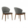 Armen Living Juno Charcoal Fabric and Walnut Wood Dining Side Chairs - Set