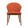 Armen Living Juno Orange Fabric and Walnut Wood Dining Side Chairs - Front