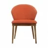 Armen Living Juno Orange Fabric and Walnut Wood Dining Side Chairs - Front - Armen Living Juno Orange Fabric and Walnut Wood Dining Side Chairs - Front