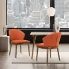 Armen Living Juno Orange Fabric and Walnut Wood Dining Side Chairs - Armen Living Juno Orange Fabric and Walnut Wood Dining Side Chairs