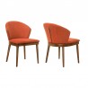 Armen Living Juno Orange Fabric and Walnut Wood Dining Side Chairs - Set