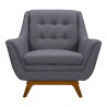 Janson Mid-Century Sofa Chair in Champagne Wood Finish and Dark Grey Fabric - Front