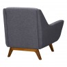 Janson Mid-Century Sofa Chair in Champagne Wood Finish and Dark Grey Fabric - Back Angle