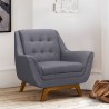 Janson Mid-Century Sofa Chair in Champagne Wood Finish and Dark Grey Fabric - Lifestyle