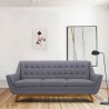 Armen Living Janson Mid-Century Sofa in Champagne Wood Finish and Dark Gray Fabric
