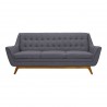Janson Mid-Century Sofa in Champagne Wood Finish and Dark Grey Fabric - Front