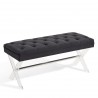 Joanna Ottoman Bench in Black Tufted Velvet with Crystal Buttons and Acrylic Legs - White BG