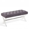 Armen Living Joanna Ottoman Bench In Gray Tufted Velvet With Crystal Buttons And Acrylic Legs 02