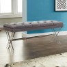 Joanna Ottoman Bench in Gray Tufted Velvet with Crystal Buttons and Acrylic Legs - Lifestyle