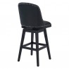 Armen Living Journey 26" Counter Height Swivel Black Faux Leather and Black Wood Bar Stool Back