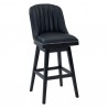 Armen Living Journey 26" Counter Height Swivel Black Faux Leather and Black Wood Bar Stool
