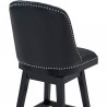Armen Living Journey 26" Counter Height Swivel Black Faux Leather and Black Wood Bar Stool Half Back