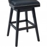 Armen Living Journey 26" Counter Height Swivel Black Faux Leather and Black Wood Bar Stool Bottom