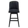 Armen Living Journey 26" Counter Height Swivel Black Faux Leather and Black Wood Bar Stool Front