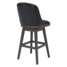 Armen Living Journey Swivel Brown Onyx Faux Leather and American Grey Wood Bar Stool Back