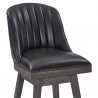 Armen Living Journey Swivel Brown Onyx Faux Leather and American Grey Wood Bar Stool Top