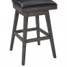 Armen Living Journey Swivel Brown Onyx Faux Leather and American Grey Wood Bar Stool Bottom