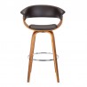 Armen Living Julyssa Swivel Brown Faux Leather and Walnut Wood Bar Stool Front