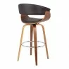 Armen Living Julyssa Swivel Brown Faux Leather and Walnut Wood Bar Stool Back - Armen Living Julyssa Swivel Brown Faux Leather and Walnut Wood Bar Stool Back