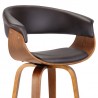Armen Living Julyssa Swivel Brown Faux Leather and Walnut Wood Bar Stool Half Front
