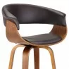 Armen Living Julyssa Swivel Brown Faux Leather and Walnut Wood Bar Stool Half Front - Armen Living Julyssa Swivel Brown Faux Leather and Walnut Wood Bar Stool Half Front