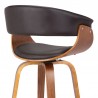Armen Living Julyssa Swivel Brown Faux Leather and Walnut Wood Bar Stool Half Back