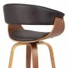 Armen Living Julyssa Swivel Brown Faux Leather and Walnut Wood Bar Stool Half Back - Armen Living Julyssa Swivel Brown Faux Leather and Walnut Wood Bar Stool Half Back