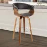 Armen Living Julyssa Swivel Brown Faux Leather and Walnut Wood Bar Stool - Armen Living Julyssa Swivel Brown Faux Leather and Walnut Wood Bar Stool