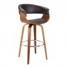 Armen Living Julyssa Swivel Brown Faux Leather and Walnut Wood Bar Stool Side