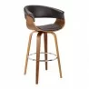 Armen Living Julyssa Swivel Brown Faux Leather and Walnut Wood Bar Stool Side - Armen Living Julyssa Swivel Brown Faux Leather and Walnut Wood Bar Stool Side