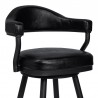 Armen Living Justin Swivel Vintage Black Faux Leather Bar Stool with Black Metal Legs Half Front